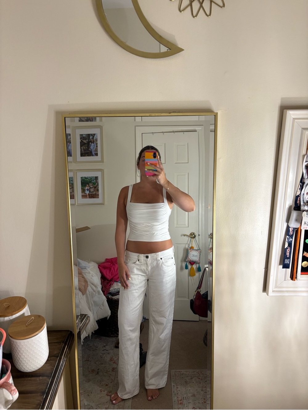 Forever 21 White Square-Neck Ribbed Tank